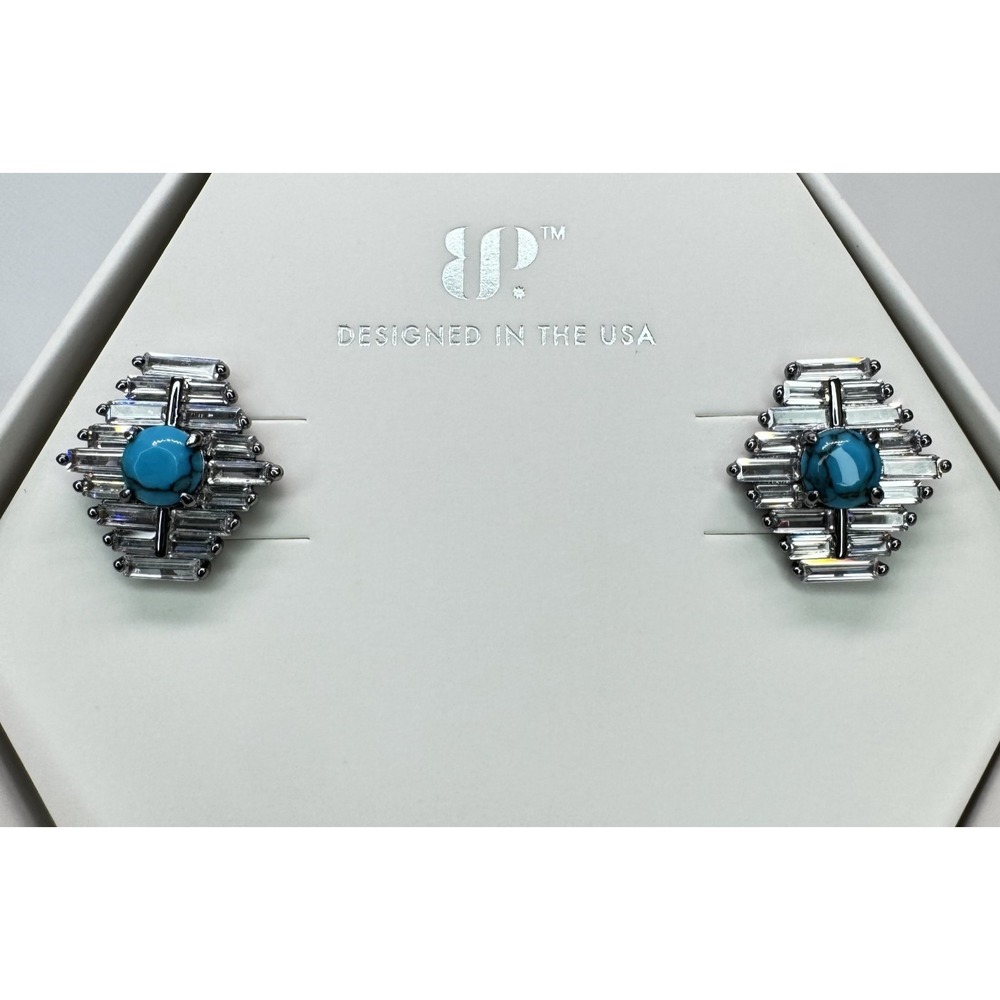 Bomb Party December Earrings ER86835 Turquoise Magnesite Hematite Plating Studs